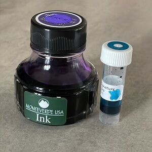 Monteverde PURPLE MIST fountain pen ink mostly-full bottle lavender + sample